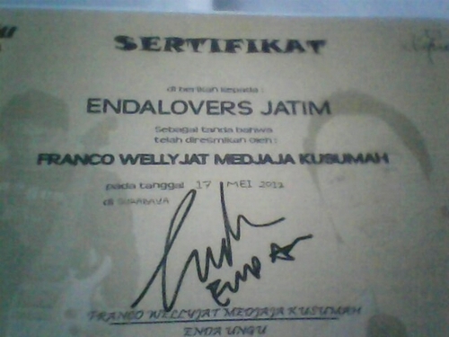 official resmi endalovers jatim. big fans of @enda_zara diresmikan tgl 17 mei 2012 oleh abang enda ungu.