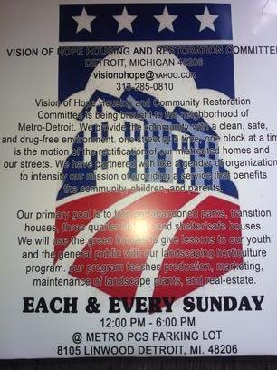 Vision Of Hope Housing And Restoration Committee is A Soon to Be Non-Profit Organization coming into existence in the Detroit Metro Area