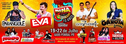Bloco Pina indoor 2012... Esse ano completando 10 anos de muito sucesso!! Adquira já seu passaporte para folia de 19 a 22 de julho em Pombal-PB!!