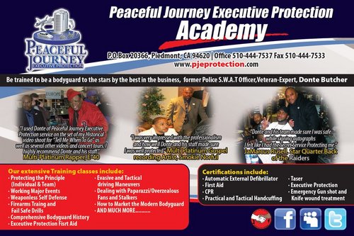 Security company that provides professional executive protection to stars Tech9ne, E-40, Too short, Bishop T.D.Jakes, Nelly, and many more