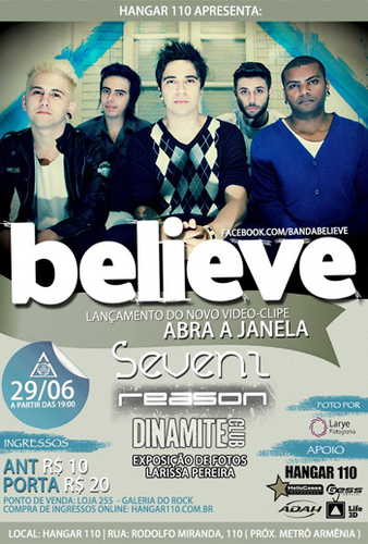 29/JUNHO no HANGAR110

@bandaBELIEVE 
@SEVENZsound
@oficialREASON
@DinamiteClub

Antecipado: R$10,00
Porta: R$20,00
Infos: http://t.co/me1pYNAaSA