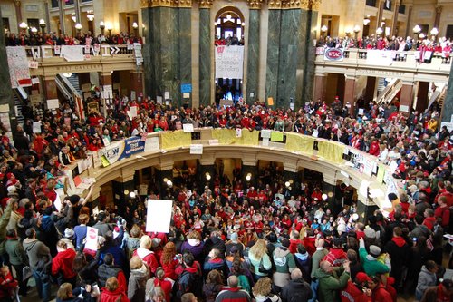 To get text message updates on your cell phone, text 'follow DefendWisconsin' to 40404. To unfollow, text 'leave DefendWisconsin' to the same number.