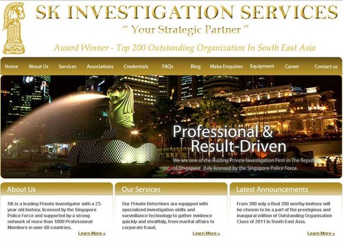 SK INVESTIGATION SERVICES
===============================================
SK is a leading Private Investigators Firm in Singapore