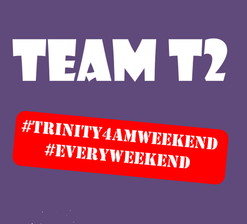 Tweet the DJ box directly with any requests & shoutouts! Team T2 are:@MatthewCornbill and @CrisBeardwell - @TrinityTamworth #4ampartyrocking