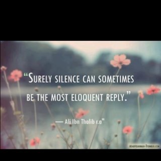 surely, silence can sometimes be the most eloquent repy. - Ali (RA)