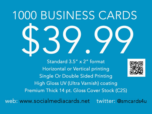 We #Print & #Design #Promotiona Media for #socialmedia. Current Special 1000 Color Business Cards $39.99 w/ Free Shipping   #BlogHer12
