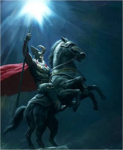 SlippySleipnir's profile picture. Who are the twain that on ten feet run? Three eyes they have, but only one tail. Alright guess now this riddle, Heithrek. ...It is Odin riding on Sleipnir.