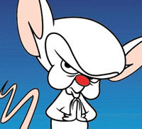 Pink: o que você quer fazer esta noite? Cérebro: A mesma coisa que fazemos todas as noites, pink, tentar conquistar o mundo.