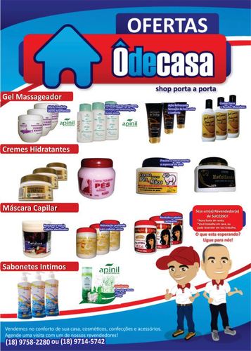 representate dos massageadores apinil ,cartilagem de tubarão,sabonetes intmos,mascaras de mandioca para hidratar os cabelos. 18 9758 2280  18 97 145742
