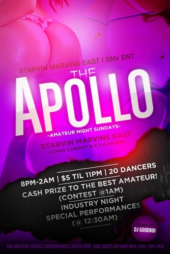 #AmateurNightSundays @ #StarvinMarvinsEast (12449 Conant) TONIGHT!! Only $5 til 11PM MUSIC BY @DjGoodBOI