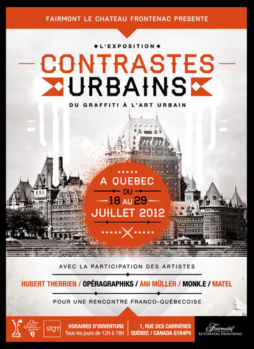 ExpoContrastesU's profile picture. Exposition au Château Frontenac présentant les oeuvres de cinq artistes émergents ayant un lien avec l'art urbain.  Du 18 au 29 juillet 2012 @FairmontFronten