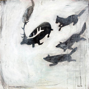 The Artwork of Travis Mullen: acrylic, charcoal, beeswax-encaustic, graphite, spray-paint & stencil, fire // elk. wolf. bison. grizzly. bull. raven.