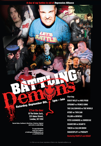 Battle event in aid of Depression Alliance, London SE1, September 8th. Check this http://t.co/GvDbKNHnFF and follow @tweetcashmore