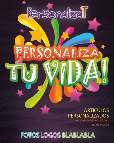 Deja tu huella!
 Te ofrecemos impresiones de articulos personalizados. Imprimimos sus ideas!