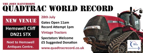 We set a new Guinness World Record on 28th July 2012 at Hemswell Cliff, Lincs. 50 Quadtracs raised over £30,000. All in aid of Cancer Research UK.