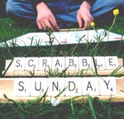 SCRABBLE IRL (in real life) at festivals/cafes. It's MBBF (mega big balls fun). We tweet about Cluedo (not true, sorry)
(by @paulbarnett1 / @lisaheleddjones)