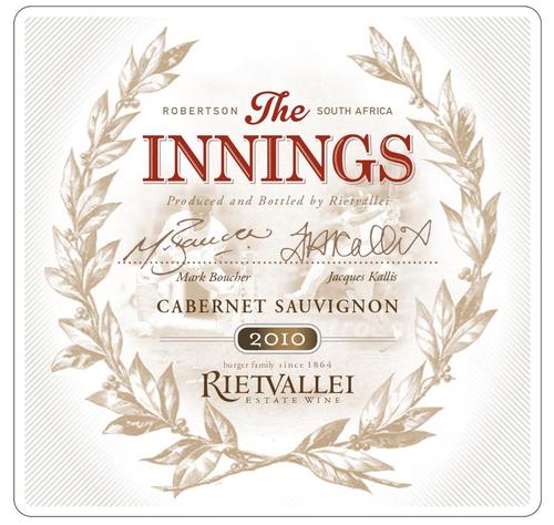 The Innings is a pairing of two wines, a Sauvignon Blanc & a Cabernet Sauvignon, representing Mark Boucher & Jacques Kallis. To order: info@rietvallei.co.za