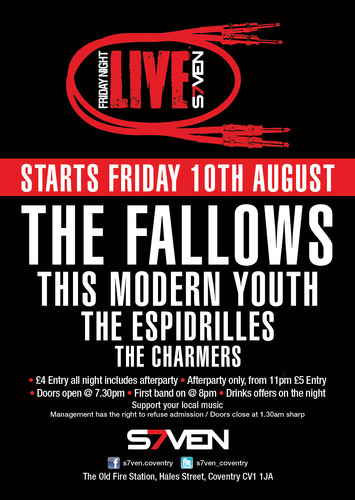 New indie night in Coventry - @S7VEN_COVENTRY - Launching 10th August #fridaynightlive