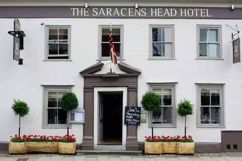 The Saracens Head Hotel is a newly renovated 16th Century Coaching Inn featuring a restaurant, bed & breakfast, bar, function/meeting rooms and fitness centre.