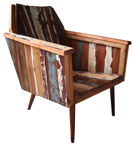 Furniture design with history - 100 year old Berlin floorboards rescued from landfill and recycled into chairs, tables and assemblage in St Leonards on Sea.
