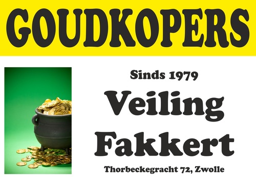 Veiling Fakkert is als handelsbedrijf sinds 1966 gevestigd aan de Thorbeckegracht 72 te Zwolle. Pandjeshuis.  In- en verkopers van goud en zilver. 038-4216962