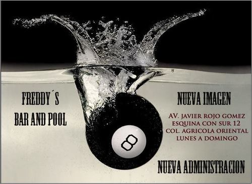 freddys_barpool's profile picture. BILLAR BAR UBICADO AL ORIENTE DEL DF, COLONIA AGRICOLA ORIENTAL, SERVICIO DE MESAS DE BILLAR, CERVEZAS, MICHELADAS DE SABOR,ROCKOLA Y  BAR