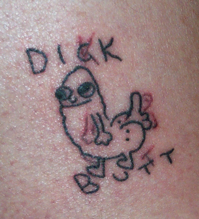 Imagine a tattoo traced on the sexual organ ad hoc in the state of repose and assuming its, if I may say so, developed form in another state.