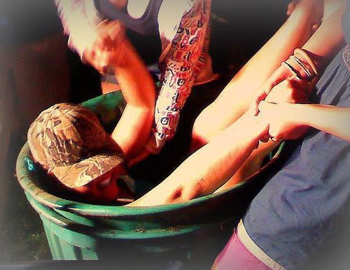 Get drunk, puke naked.