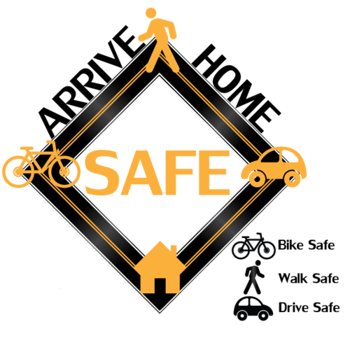 ARRIVE HOME SAFE is a non-profit program pomoting the safe use of roadways by bicyclists, pedestrians and motordrivers. Bike Safe! Walk Safe! Drive Safe!