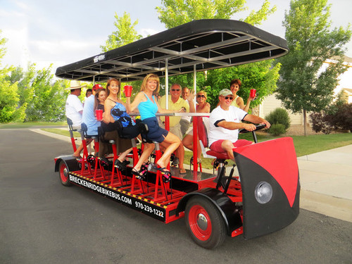 The Breckenridge BIKEBUS is not a bicycle built for two - it's a bicycle built for 16. Now available for tours in beautiful Breckenridge, CO.
