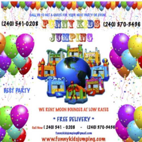 funnykidsjumpin's profile picture. Welcome to FKJ where the fun is all!    Please contact us at  301-915 4934 or 240 541 0208 or funnykidsjumping@gmail.com  Facebook Hablamos español !!!