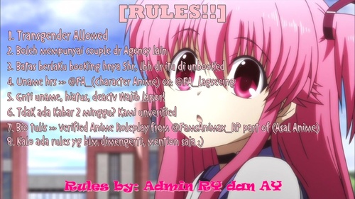 Hi, We're Roleplay for Anime in The Indonesian, Want to join? Check our Avatar and Mention~ Admin #AY and #RY here :3