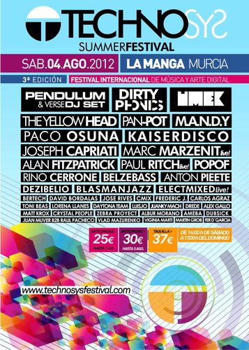 TECHNOSYS SUMMER FESTIVAL. 27 horas non stop, a la orilla de la playa, mas de 40 artistas, barra libre de cerveza. sabado 4 de agosto desde las 14.00h