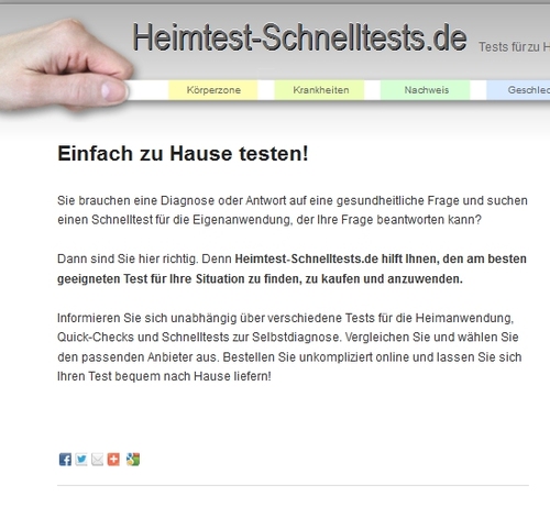 Heimtest-Schnelltests.de - Einfach zu Hause testen!
Tests für zu Hause finden, bestellen, anwenden!