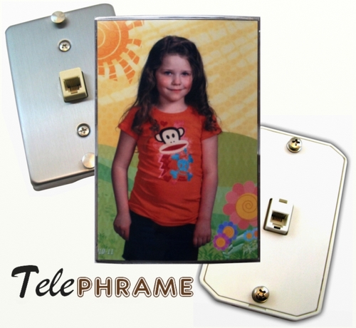 The Telephrame is the only picture frame made to hang on and hide the ugly phone jack on your kitchen wall!