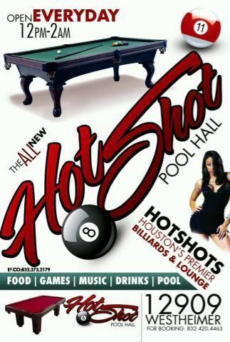 Houstons premier billards and lounge EVERYDAY 12pm- 6am 832.420.4463