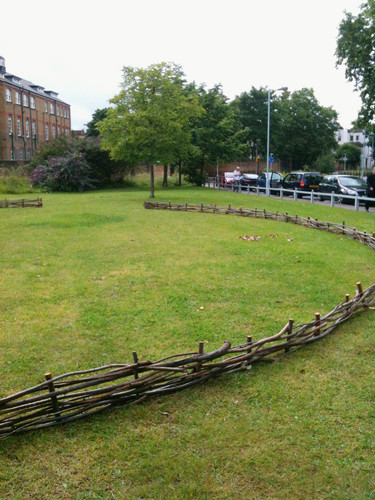 deptfordcircle's profile picture. This weaved willow circle is 17m wide - the same width as the concrete vent shaft planned for this space by Thames Water.
