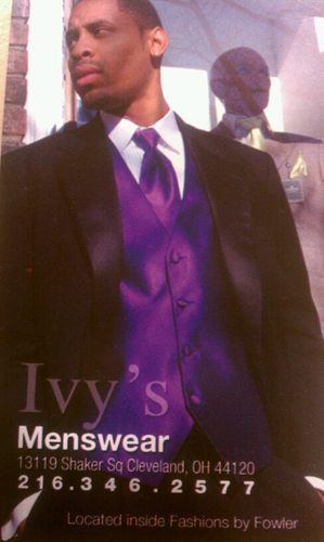 Ivy's  Menswear  providing  upscale  mens clothes to Cleveland.  24331 chagrin boulevard located inside of styles of imaginations right next to Marco's Pizza