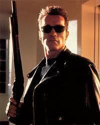 The Terminator, specifically the T-800 Series Model 101 is a cybernetic organism sent back in time from a post-apocalyptic future in an effort to carry out its