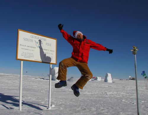 Scientist at the geographic South Pole, Planet Earth.