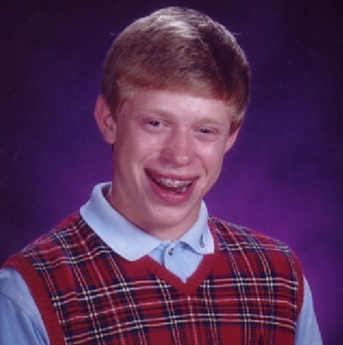 Bad Luck Brian. Meer humor foto's en filmpjes vind je op http://t.co/Ng0WY6vN