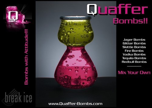 Quaffer Bomb Glasses THE double-bubble BOMB glasses for Clubs & Bars in the UK. Join the Revolution! BBM 2931251C