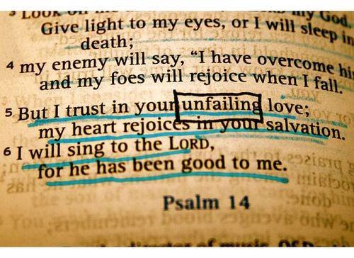 http://t.co/kNk25wiJkQ
I trust in your unfailing love. I will rejoice because you have rescued me. Psalm 13:5