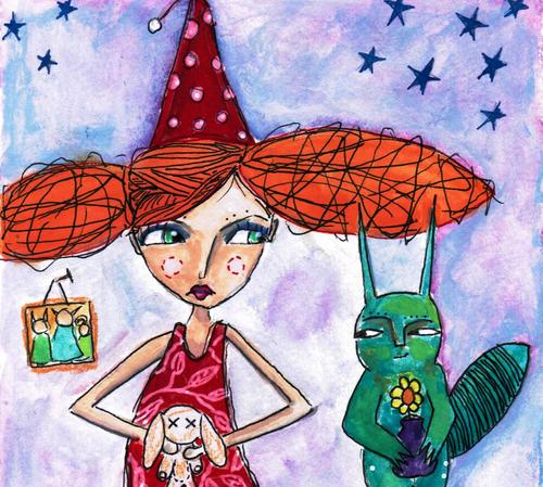 Mixed media artist and art journaler who loves to paint, draw, and collage with a a special love for the whimsical.