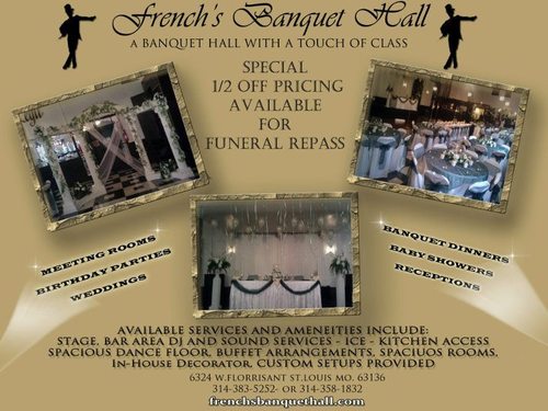 A Banquet Facility with a touch of class we also rent out for Baby showers , Weddings , Hall meetings , etc for more info call 314-314-358-1832or314-383-5252