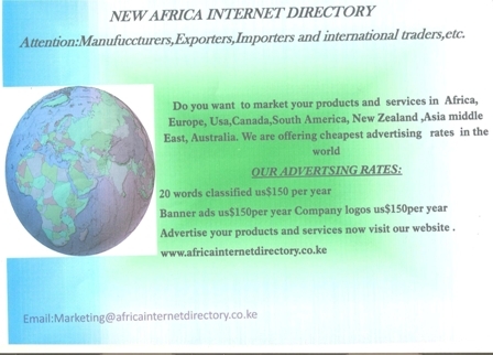 AFRICA TRADE LEADS
http://t.co/NRxhmj5I is a new online directory . founded purposely for members to freely market their products world wide