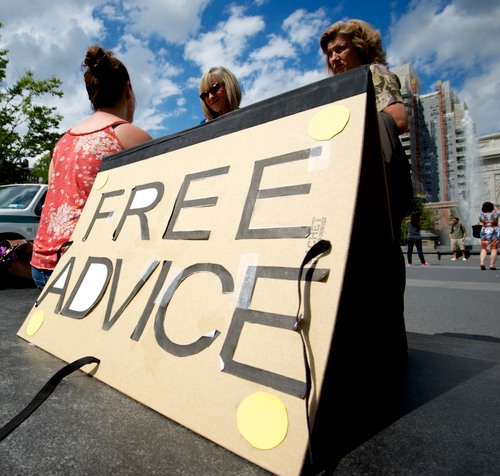 You can find Free Advice Girl in the heart of NYC in Washington Square Park. She is happy to explore any and all your questions. http://t.co/RJEaof0bYu