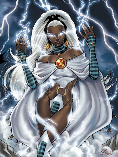 Storm has the Mutant ability to control the weather to a great extent (for instance, she can cause tornadoes to take down fighter jets.)
