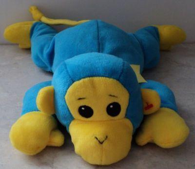 I'm a monkey that loves bananas. I'm 13 y/o n am blue and yellow.