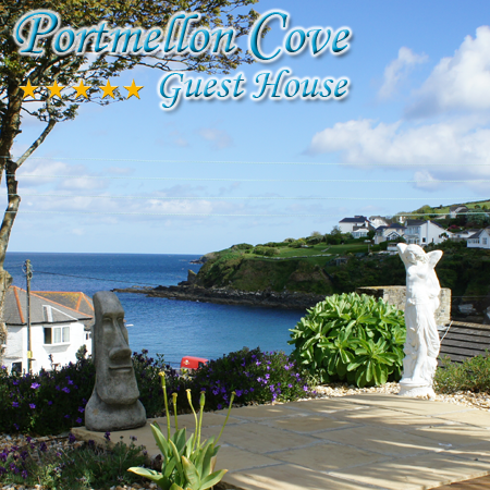 Luxury licensed bed and breakfast at the Five Star Gold Award Portmellon Cove Guest House. All rooms have beautiful sea and coastal views and access to garden.